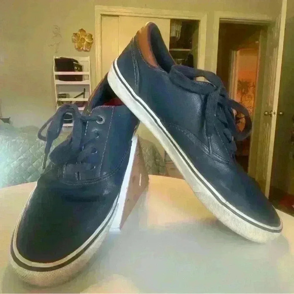Levi’s Men’s Navy Blue Laced up Leather Sneakers casual shoes Size 10 - Picture 1 of 10